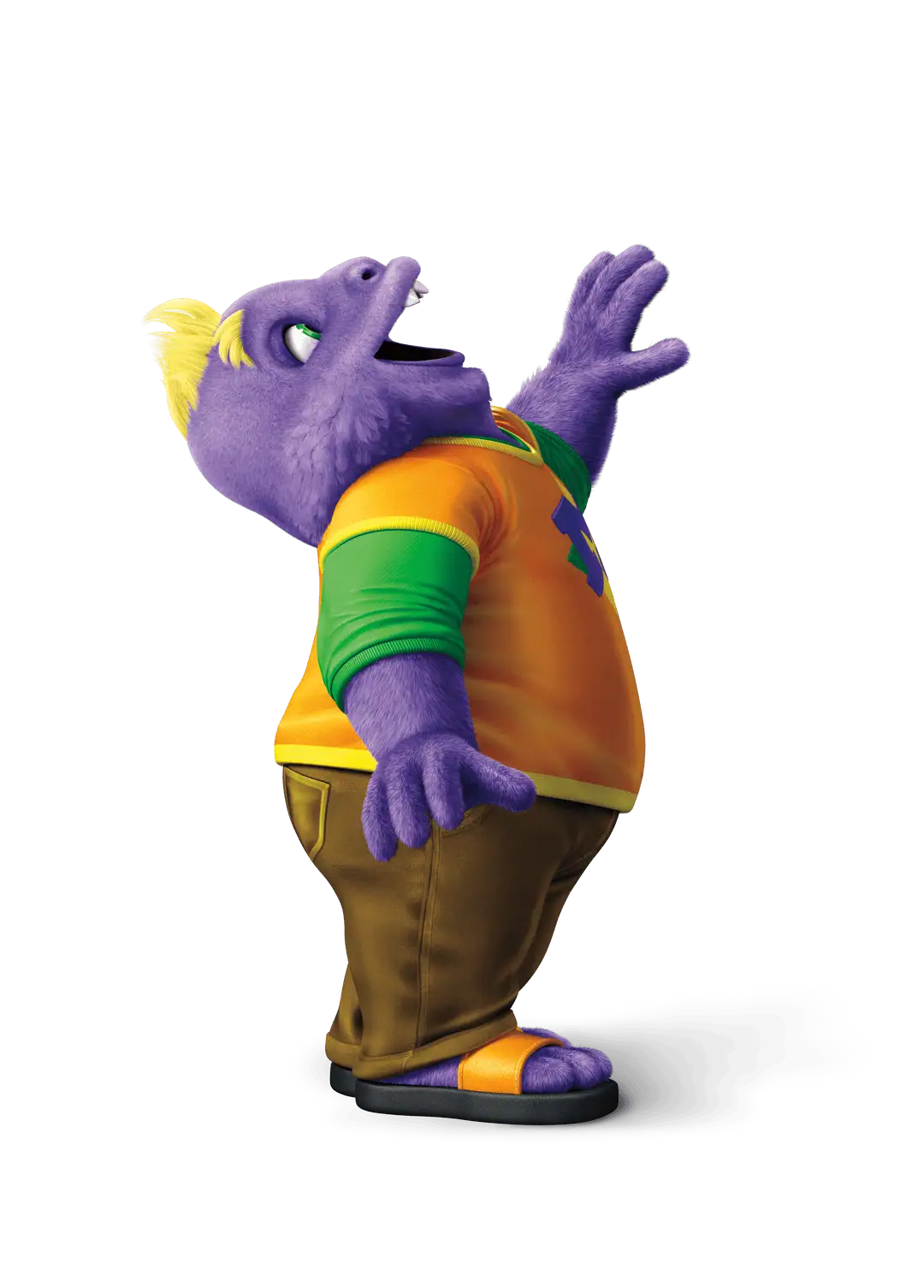 Character named Munch looking upwards